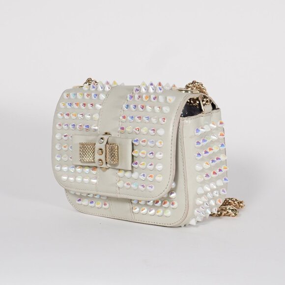 Christian Louboutin Studded Bow Neutral Leather Mini Crossbody Bag - Picture 2 of 12